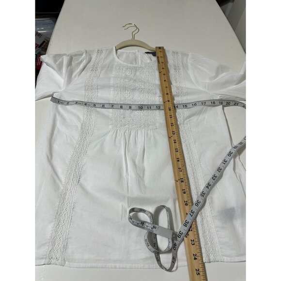 NYDJ White Long Sleeve Lace Detail Cotton Blouse XXS NWOT - Picture 8 of 8
